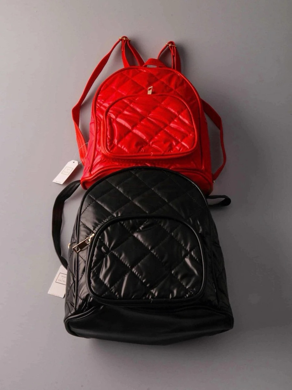 Quilted Red and black Women’s Backpack  Fashion Bag